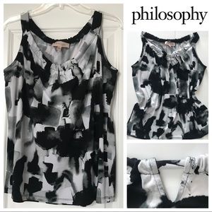 Lg Sleeveless Black/Grey/White Blouse